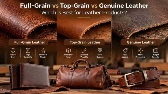 Full-Grain vs Top-Grain vs Genuine Leather: Which Is Best for Leather Products? - Naz Leather Export Delhi